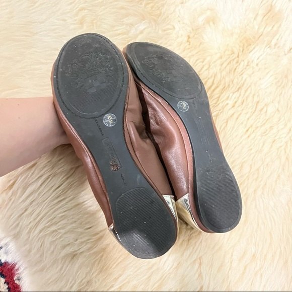Vince Camuto VC-Ernest Brown & Gold Patent Leather Ballet Flats Size 7 - Picture 5 of 6